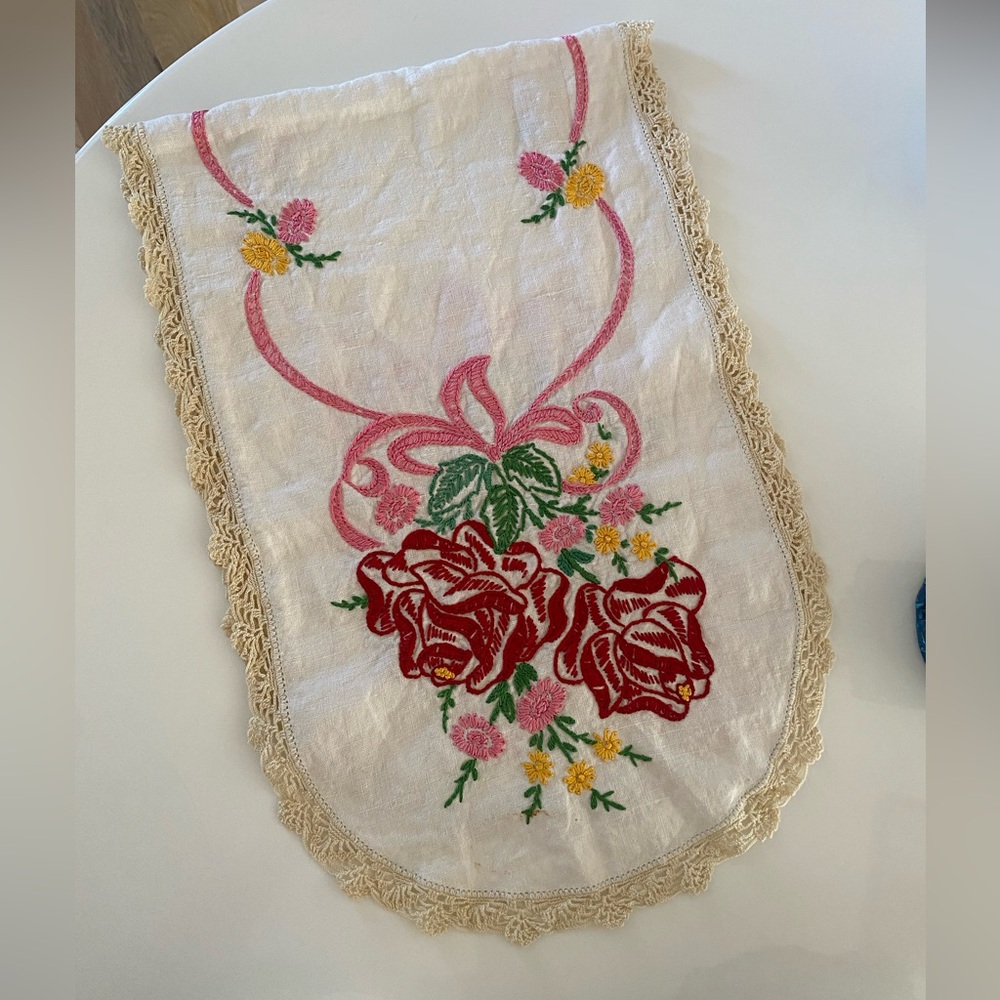 Floral Embroidered Table Runner